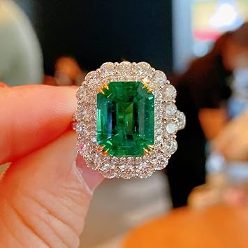 Cubic Zirconia Diamond Moissanite Love Rings for Women, 925 Sterling Silver Adjustable Chunky Ring Emerald Cut Ring Silver Engagement Birthstone Rings Open Adjustable Ring Carnival Jewelry for
