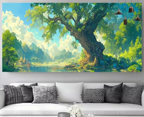 Diamond painting paysage de forêt XXL 70x140cm broderie diamant kit complet adulte M-Y787