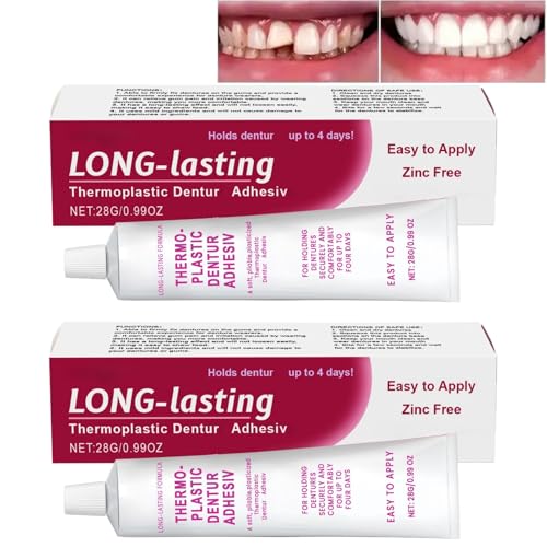 2Pcs Thermo/plastic Denture Adhesive,Secure Denture Adhesive,Denture Glue And False Teeth Adh-esive,D/enture Repair Glue, Dent/ure Reliner, Secure Waterproof Dentu-re Adhesive, Den/ture Repair Kit