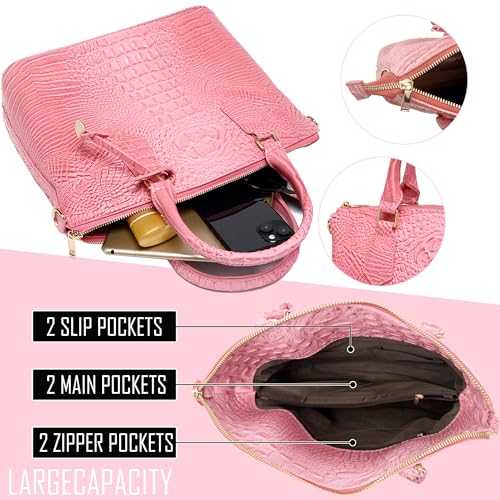 Image of Makcr Joacbv Women Purse Satchel Bag Long Crossbody Classy Tote Bag Top Handle Vegan Leather Ladies Handbags Embossed Pattern
