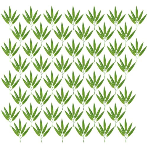 MOBUTOFU 100 Hojas Artificiales de Bambú Ramas Decorativas para Uso en Salones y Eventos, Color Verde Claro