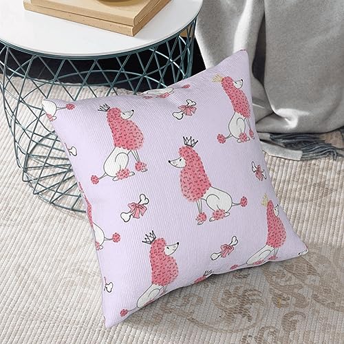 Housse de coussin salon velours rose caniche pour canapé - 7