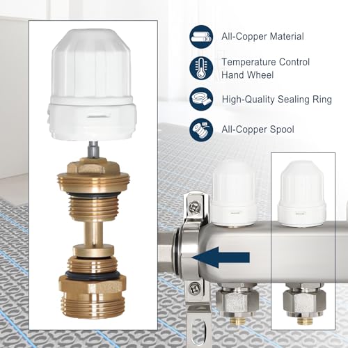 Image of Dollate 2 Branch Pex Manifold 1 /2 inch Adapters Stainless Steel Radiant Floor Heating Manifold Kit Hydronic Manifold