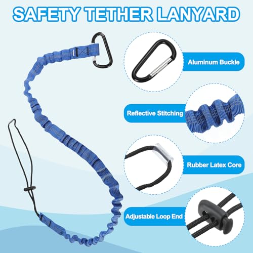 Image of MECCANIXITY Retractable Tool Lanyard 3.6ft with Single Aluminum Buckle and Adjustable Loop End, Maximum Weight Limit 10KG / 22lb, Safety Fall Protection Tools Leash, Blue 3 Pack