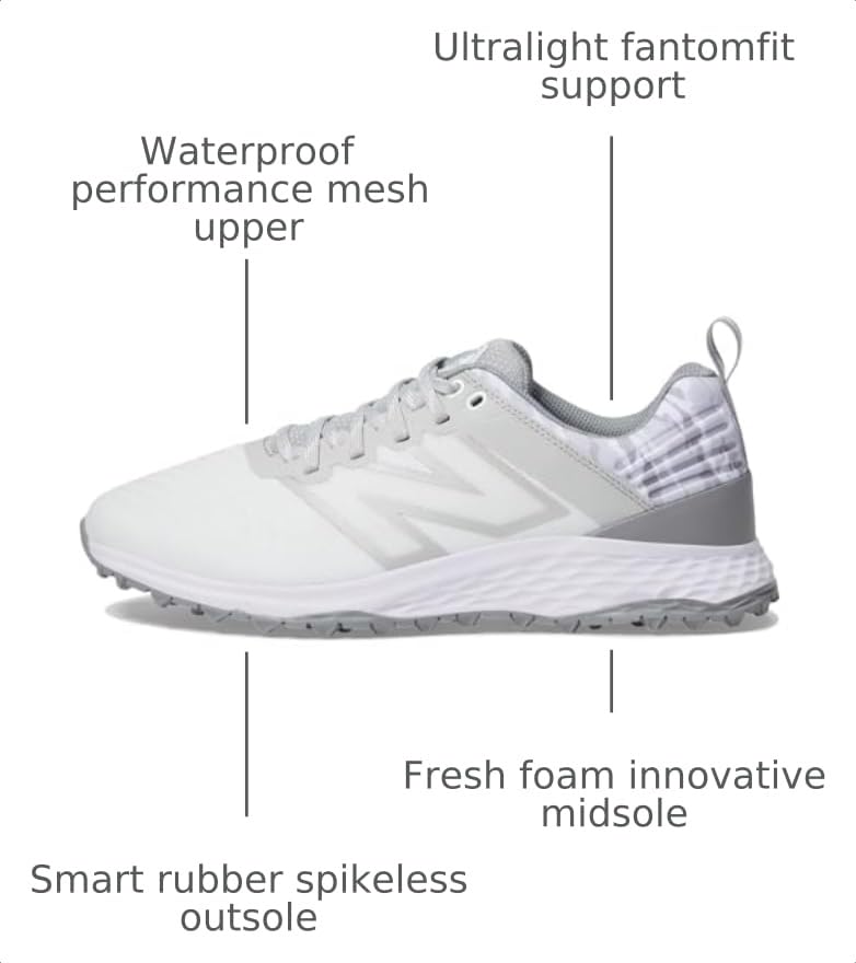 Image of New Balance Men's Fresh Foam Contend v2 Golf Shoe, 14 D, White /Grey