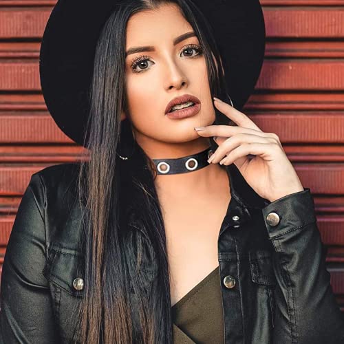 QincLing 6 Stücke Leder Choker Kette, Halskette Chokers Gothic Punk Halskette Rock Halsband Gothic Choker PU Leder Kragenchoker Verstellbar Lederhalsband Chokers Herz für Damen Herren