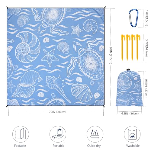 Image of WIWIGO Beach Blanket Mat Waterproof Sandproof for 2-8 Adults Quick Drying | Extra Large Windproof Sand Outdoor Blanket for Travel Camping Hiking Picnic Festival, Family Vacation Accessories Must Have