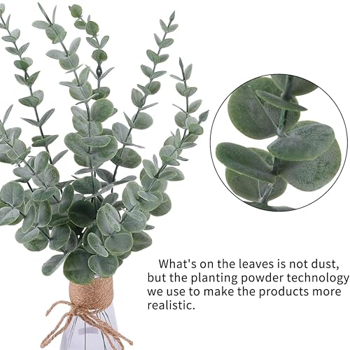 Image of Tdas 20 Pcs Artificial Plants Eucalyptus Stems for Home Decor Faux Leaves Plant Fake Flower Bouquet Centerpiece Greenery Branches Decoration Table Vase Wedding Christmas (Green)