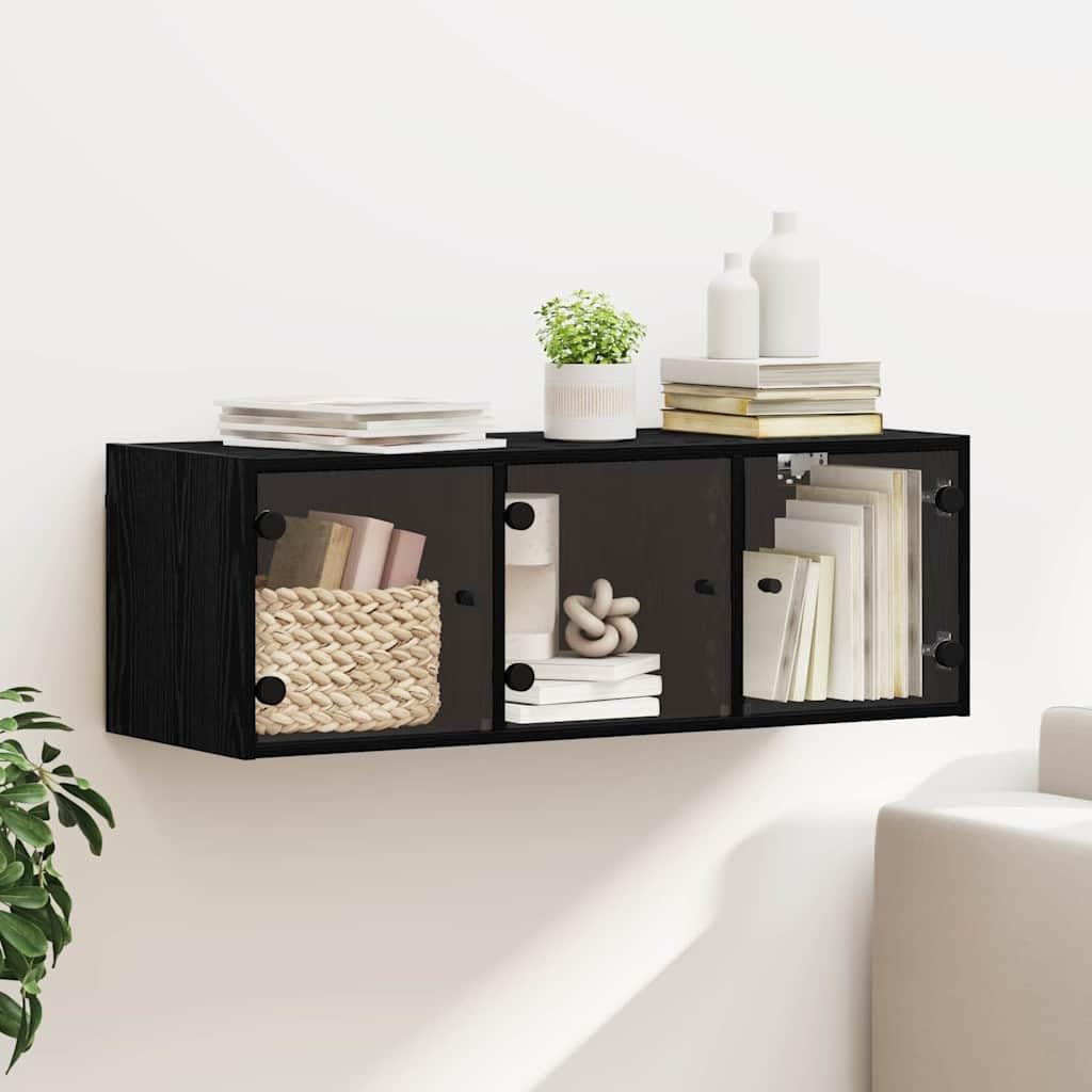 Armadietto a Muro 102 x 37 x 35 cm Legno Ingegnerizzato Rovere Nero