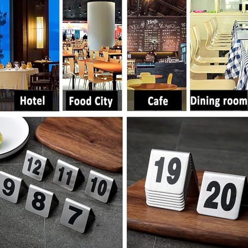 Chevalets de table numérotés au design moderne en acier inoxydable brossé