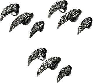 فوميز. مخالب معدنية للاصابع مكونة من 30 قطعة، 3 ازياء تنكرية، اظافر، خواتم قوطية، مجوهرات للاظافر، خواتم للرجال، خواتم سوداء للاظافر الصناعية، مخالب مخالب مزيفة، كريستال، متعدد الألوان