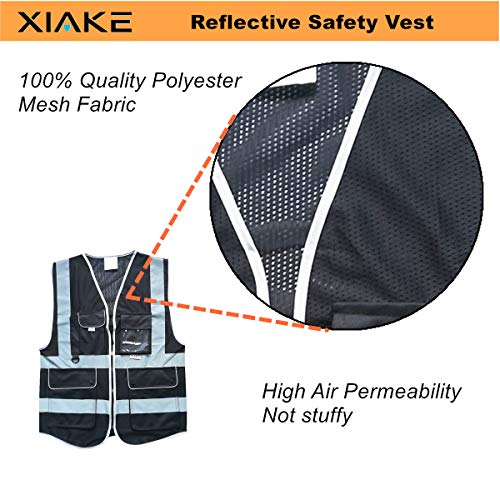 Image of XIAKE Reflective Safety Vest for Men & Women High Visibility Class 2 Vest with Pockets Meets ANSI Standards