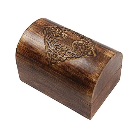 STORE INDYA Hand Carved Wooden Jewelry Box Cover