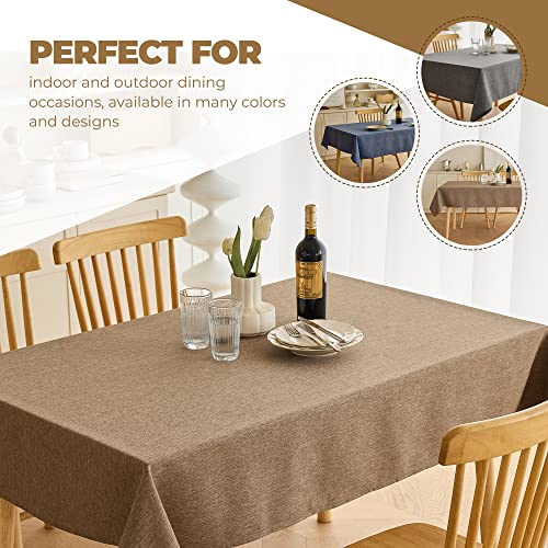 Decorelia Waterproof Linen Tablecloth for Dining Room, Rustic Farmhouse Tablecloth for Room Decor, Outdoor Tablecloth for Party, Wedding, Picnics, Patio(Oblong 52 x 70 Inch, Coffee) by Decorelia - Image 5