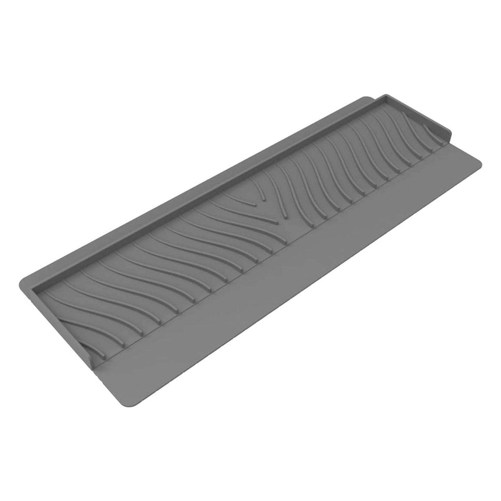 WAZUBC Silicone Faucet Mat for Sink, Sink Edge Protector Splash Guard Draining Tray Kitchen Sink Splash Guard Splash Tray for Kitchen Bathroom Counter (Grey)