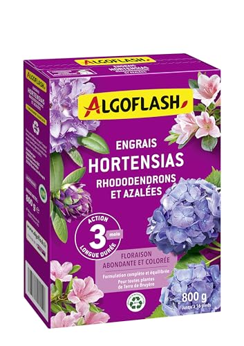 Algoflash Engrais Hortensias, Rhododendrons, Azalées, Action prolongée - 800 g