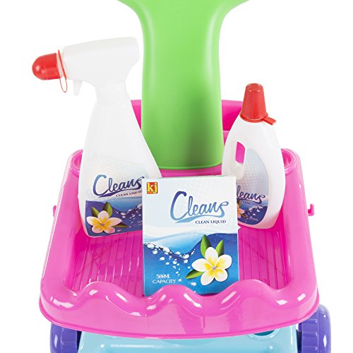 Hey! Play! Toy Cleaning Set – Play Housekeeping And Janitor Accessories Cart – Pretend Broom, Mop And Dustpan For Children And Toddlers Tidy-Up Fun, (Model: 80-Pp-1350568) , Pink #TOP4