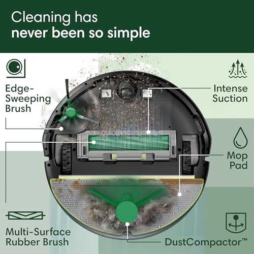 Image of iRobot Roomba 2020 DustCompactor Combo Robot Vacuum & Mop - Compacts Dirt Inside, No Emptying for Up to 60 Days, Space Saving, Power‑Lifting Suction, LiDAR Smart Mapping, Vac or Mop