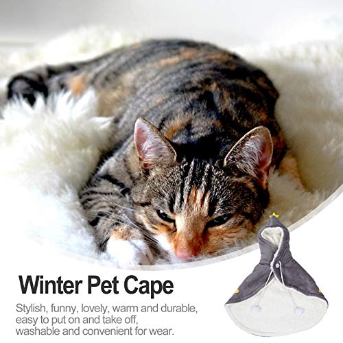 Camisola com manto de lã e quente para gatos de estimação (estrela cinza com cordão código S)