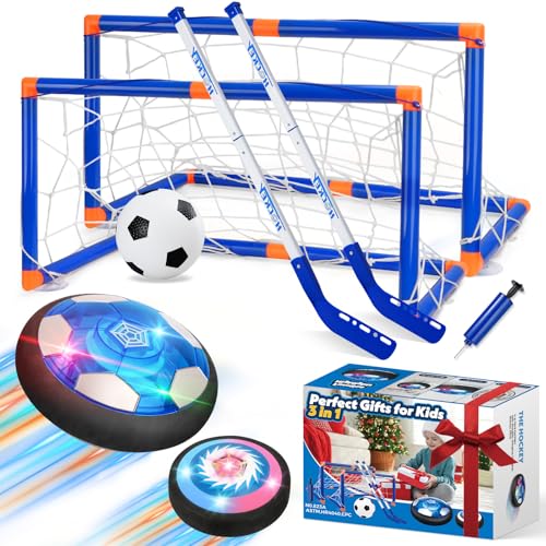 Image of Nazano 3-in-1 Hover Soccer Ball Set for Kids, Gift for Boys 3-5 6-8, Hover Soccer Ball for Kids, LED Lights Indoor Outdoor Birthday Christmas Hockey Gifts for Boys