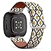 CJBROES Replacement Leather Watch Band, Compatible with Fitbit Versa 3 and Fitbit Sense of Wristband Bracelet Accessory - Tribal