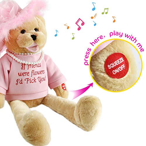 Houwsbaby Musical Teddy Bear With Pearl Sings “That’s What Friends Are For” Interactive Stuffed Animal Shaking Head Animated Plush Toy Gift For Kids Toddlers Mother's Day Birthday, 20'' (Pink) #TOP6