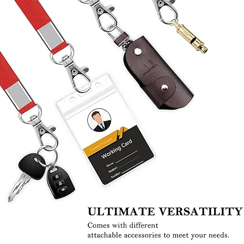 50 Stück Schlüsselbänder für Ausweise, Rot, Schlüsselband mit Clip, Umhängeband mit Abzeichen-Clip, Bulk Lanyards für Hals, Namensschild-Halter