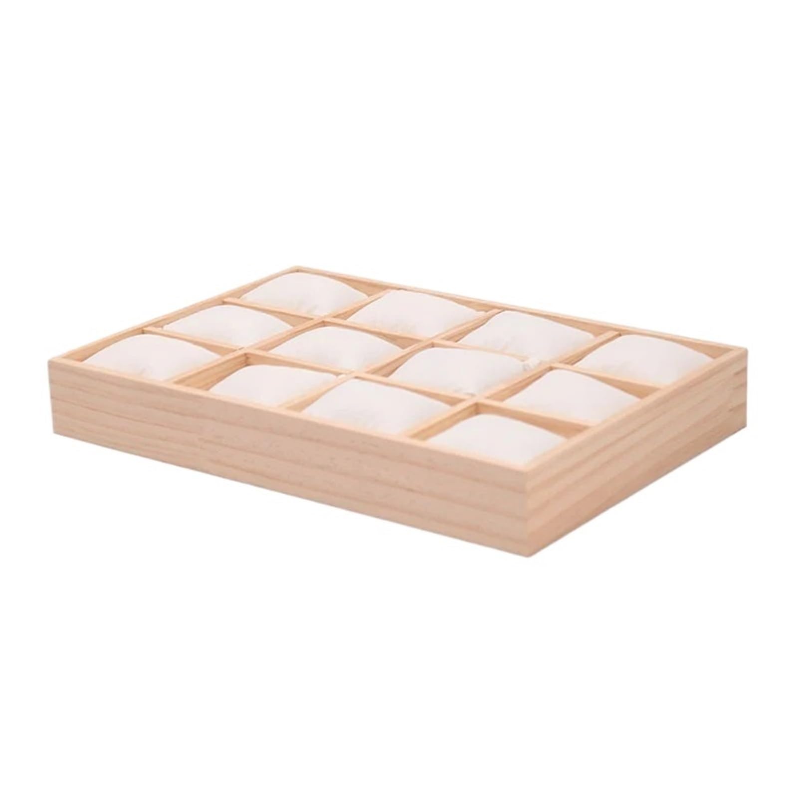 Plateau en bois pour bijoux d'une finition soignée avec 12 compartiments