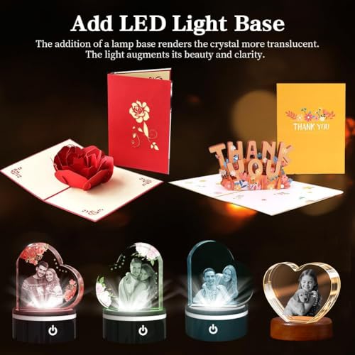 3D Crystal Photo, Customized Mothers Day Gifts for Women Men Wife Husband Mom Father, Personalized Gifts with 3D Laser Etched, Engraved Inside the Crystal Using Your Photo Customized Memorial-Heart - Image 5