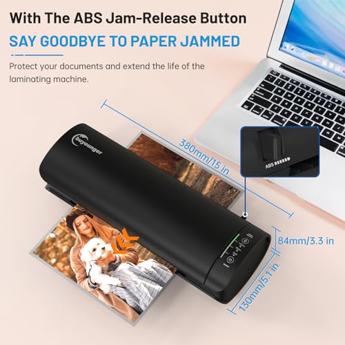 Buyounger Laminator, Laminator Machine with Laminating Sheets & 60s Warm Up, 6 in 1 Hot & Cold A4 Laminating Machine, 9-Inch Personal Thermal Laminator with 20 Pouches for Home School Office