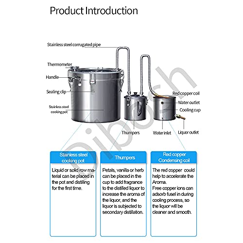 Efficient 201-33L/50L String Fragrance Cup Distiller Moonshine Alcohol Distiller Stainless Copper DIY Home Water Wine Essential Oil (33L)