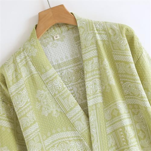 Mens Kimono Robe 100% Cotton Lightweight Japanese Sleepwear Kimono Bathrobe for Yukata Spa Sauna4