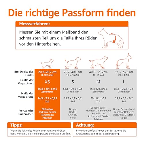 Amazon Basics Hundewindel für Rüden, Einwegwindeln, Größe XS, Weiß, 30 Stück