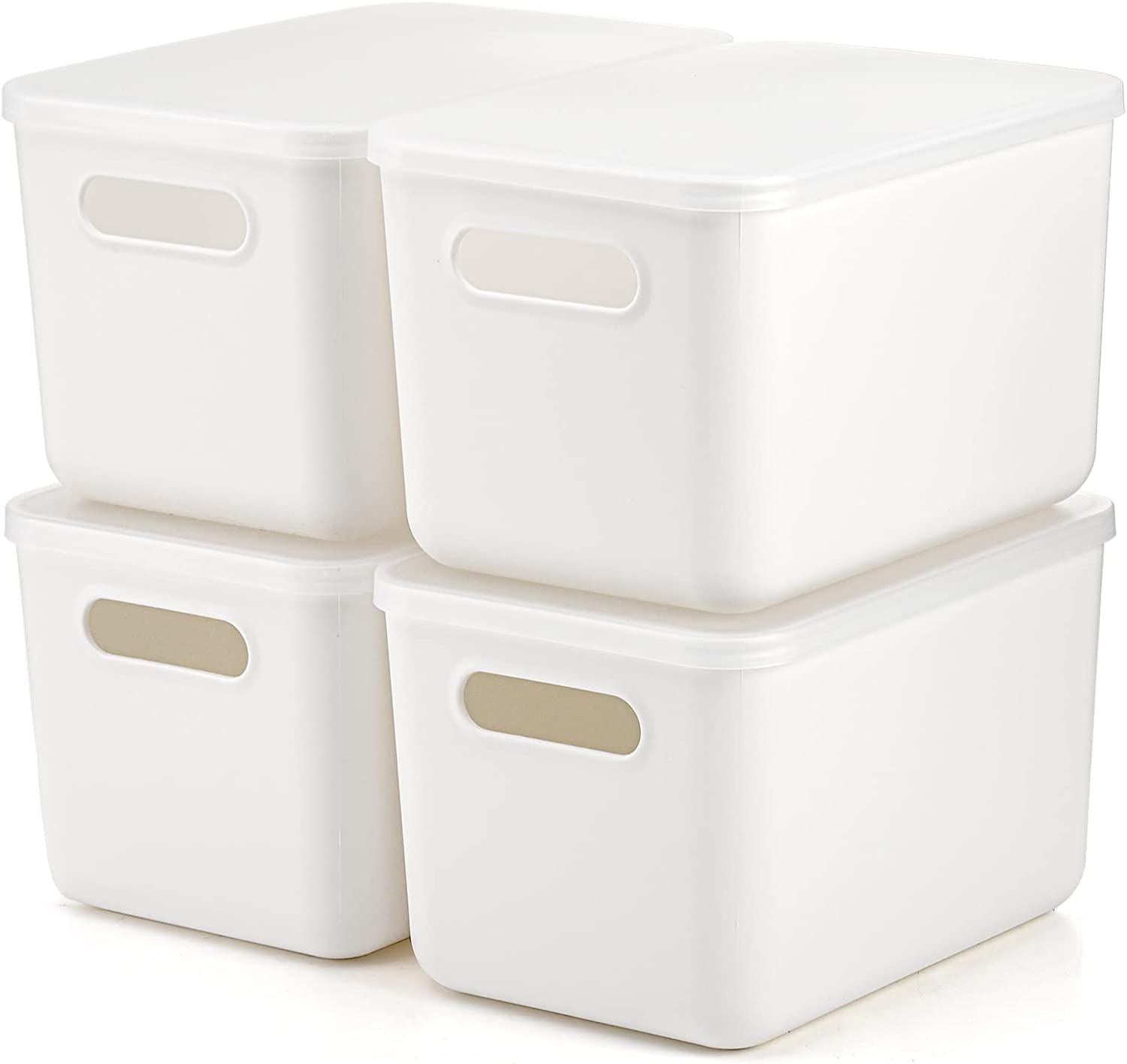 Amyup Set Of 4 Plastic Storage Bins with Lids,"10.5×8×5.5" Versatile Kitchen Pantry Organization and Storage,for Plastic Storage Container Under Bed,Under Sink Bathroom Organizer (4 Pack Medium,