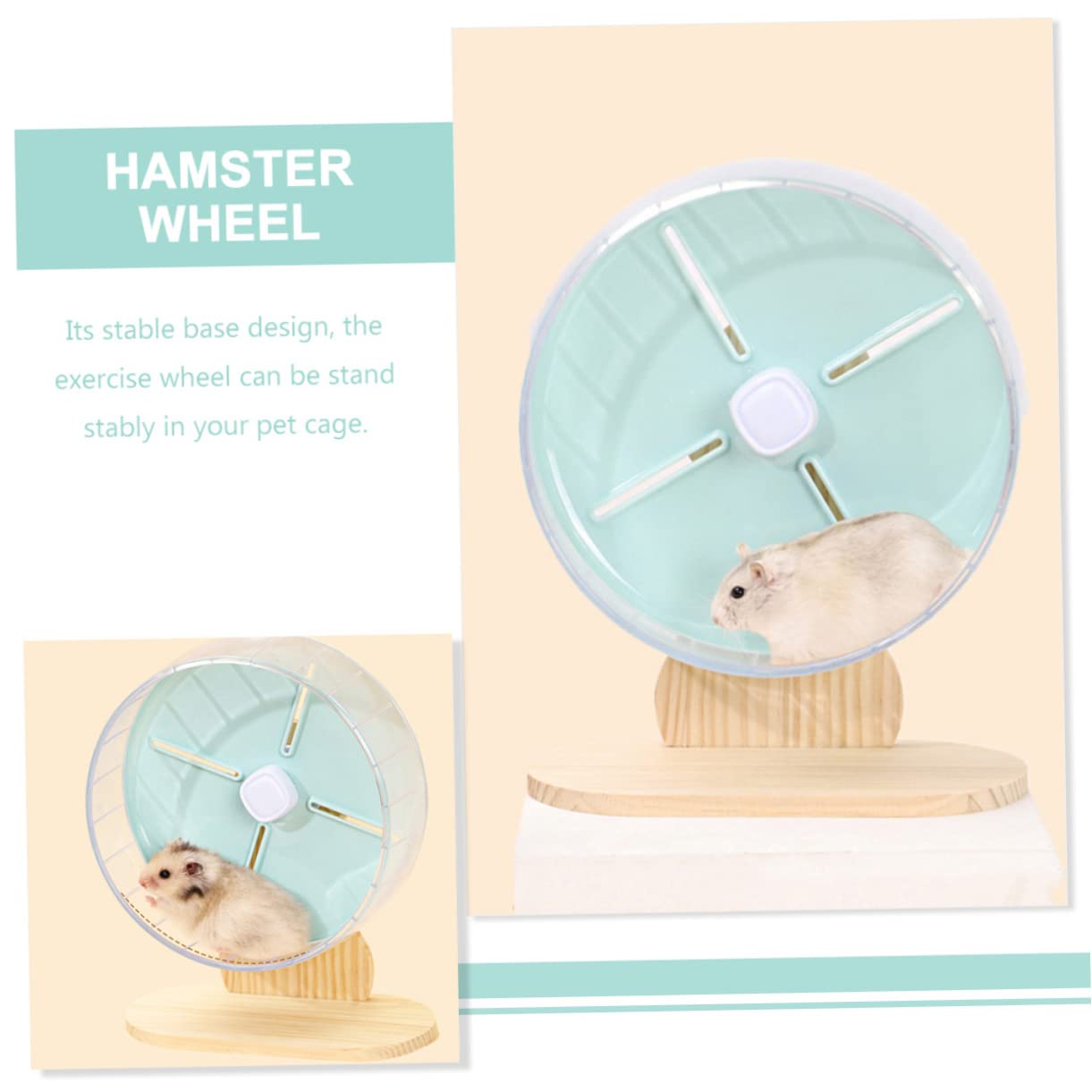 BESPORTBLE Roue Silencieuse 20 Cm pour Hamster et Hérisson en ABS et Bois Support Stable Augmente L'activité et Soulage L'ennui pour Cage d'animaux