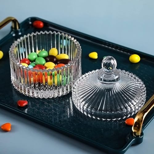 Image of Premium Crystal Glass Jar with Lid for Candy, Dry Fruits, Sugar, Snacks & Home Decor | Decorative Transparent Storage Container for Kitchen, Dining Table, Living Room & Gift Purpose