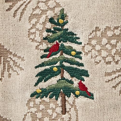 SKL Home Christmas/Winter Seasonal Fir 100% Cotton Embroidered 2pc Hand Towel Set, Decorative Jacquard for Bath/Kitchen/Bar, Wheat – Image 6