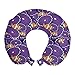 ABAKUHAUS Submarino Cojín de Viaje para Soporte de Cuello, Pez Payaso y Ronda de Coral, Cómoda y Práctica Funda Removible Lavable, 30x30 cm, Marigold púrpura y Negro