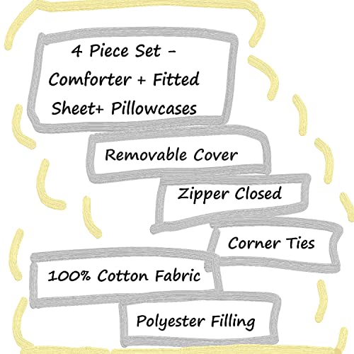 Tache 4 Piece Cotton Solid Lime Green Comforter Set With Zipper, California King #TOP2