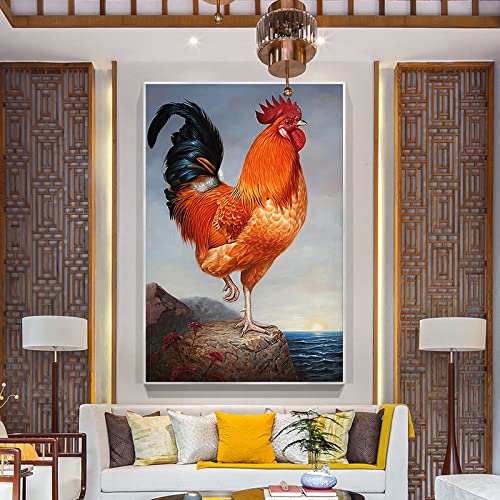 Coq 3D couteau palette grand format tableau abstrait moderne pour entrée de maison