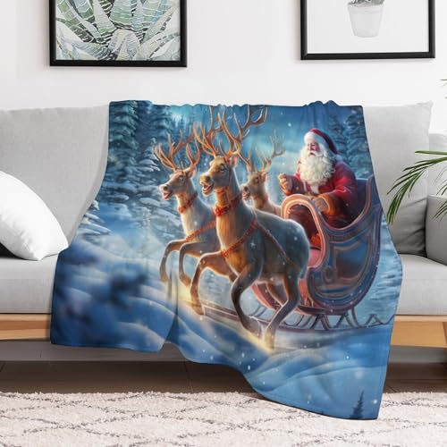 Couverture Le père Noël douce en flanelle pour voyager et canapé - 3