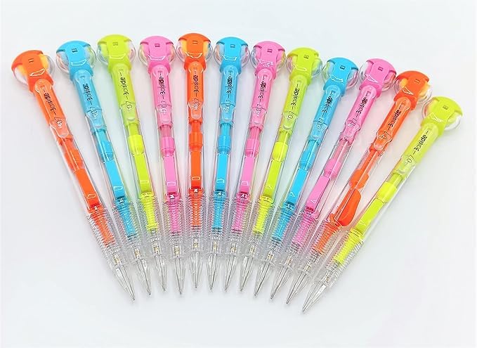 LITTLEMORE Unique Fancy 0.7mm Mechanical Pen Pencil with Round Rubber Grip & Cap | Refillable Writing Pen + 2 Lead Boxes | Smooth, Durable & Stylish Stationery for School, Office & College (24)
