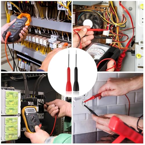 Image of 2mm Extended Needle Test Probes 4 Pcs, 600V /10A Non-Destructive Multimeter Insulation Needle Probes Tip Compatible with Fluke Leads tl71 tl75