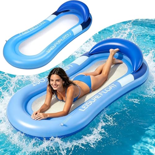 Bouee Piscine Adulte, Matelas Gonflable Piscine, 4 in 1 Hamac d'eau Gonflable, Fauteuil Gonflable de Bouée, Chaise Flottante pour Fêtes, Été, Plage, Lac,...