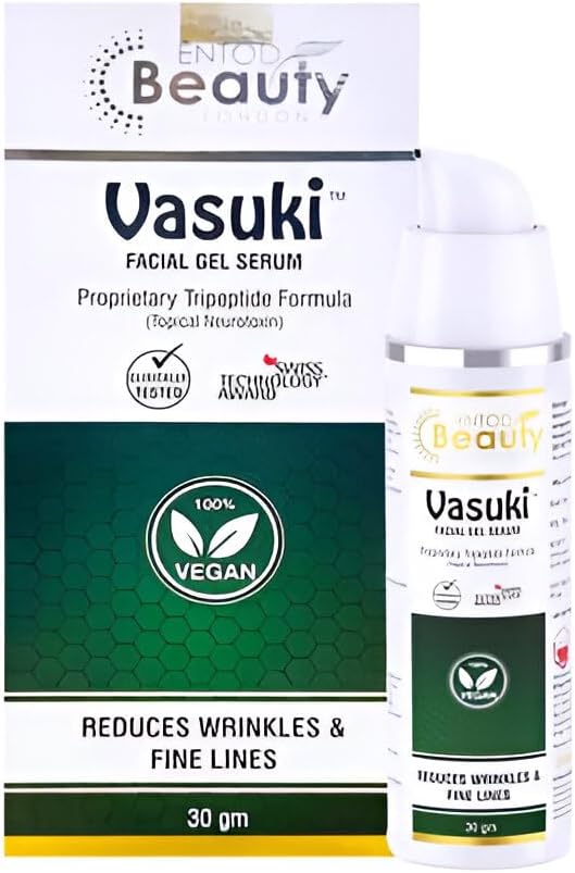 Entod Beauty Vasuki Facial Gel Serum - 30 gm | Reduces Wrinkles & Fine Lines | Vegan Anti-Aging Serum with Proprietary Tripeptide Formula