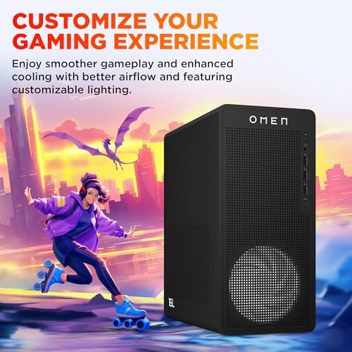 Image of HP Omen 16L Gaming Desktop 14th Gen Intel Core i5-14400F, 6GB NVIDIA GeForce RTX 3050 (16GB DDR5, 1TB SSD) Win11, M365 Basic(1yr)*MSO 2024, Black Metal, 5.61kg, TG03-0015in