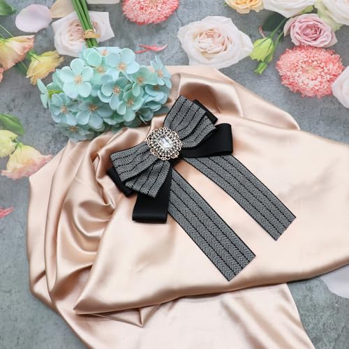 Image of Womens Bow Tie Adjustable Rhinestone Bowtie for Women Ladies Girls Pre-tied Womens Tie for Shirt Suit Uniform