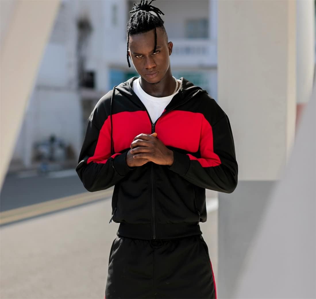 DUOFIER Men's Tracksuit Jogging Sweat Suits 2 Piece Casual Outfit Athletic Suit Set