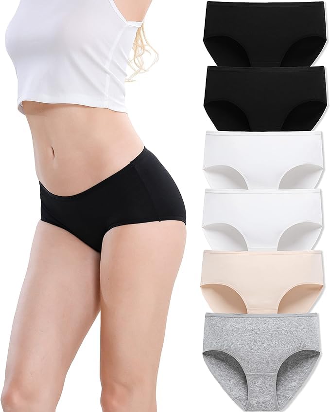 Image of LOURYN KOULYN Women's Breathable Cotton Underwear Hipster Panties for Daily Comfort 4-Pack