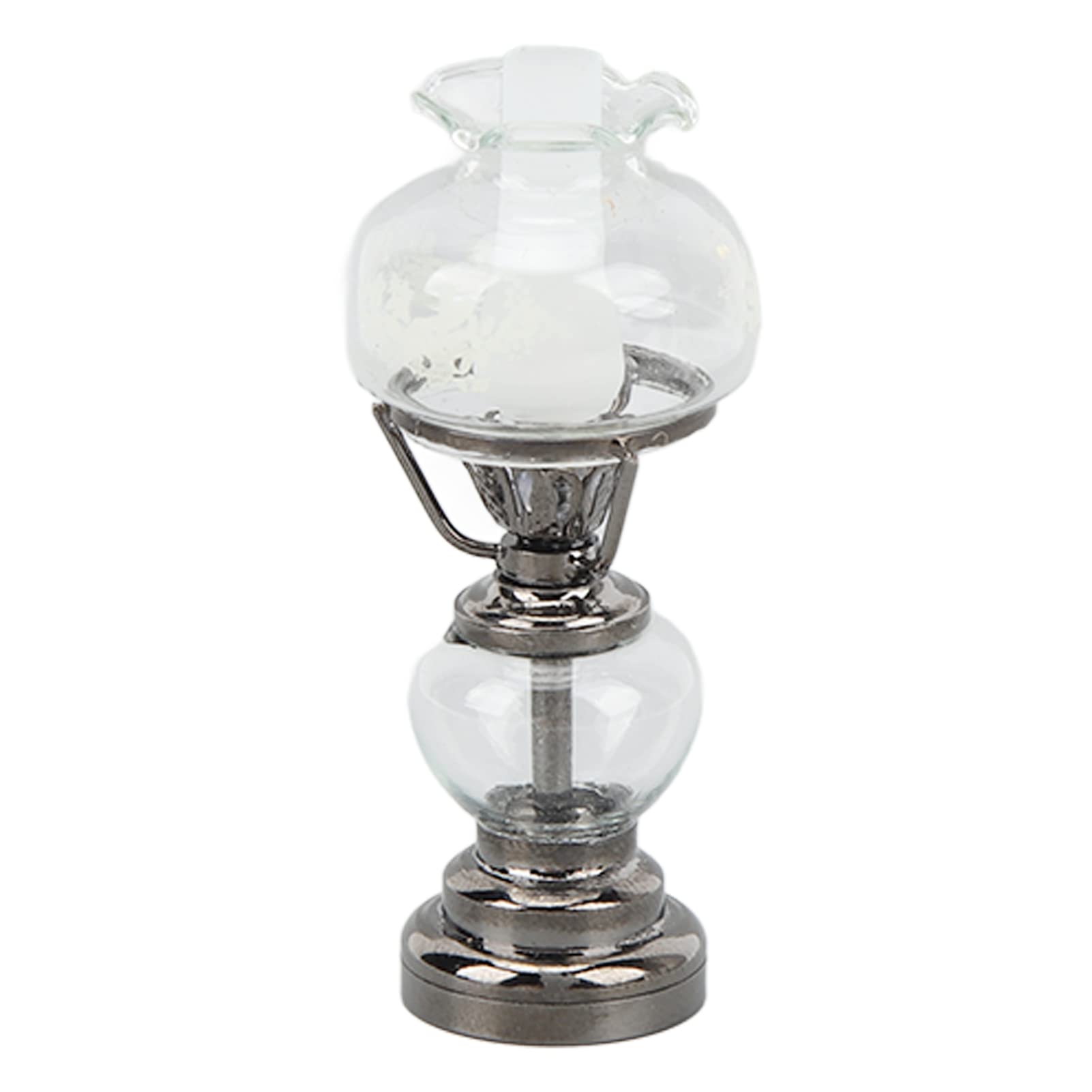 1:12 Scale Dollhouse Miniature Table Candlestick lamp, Battery Operated Vintage Decorative Miniature Candlestick Light (Black)